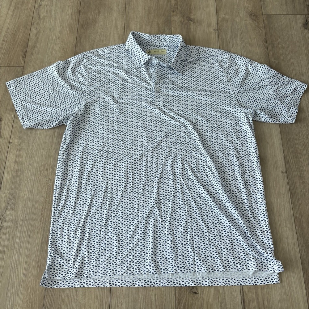 Donald Ross Sport Short‎ Sleeve Polo Shirt Men's XL White Dog All Over Golf